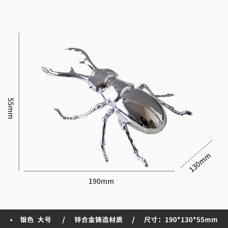 Afralia™ Silver Scarab Beetle Metal Figurine Home Decor Insect Sculpture