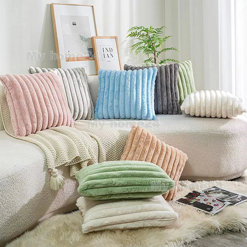 Afralia™ Retro Fluffy Soft Throw Pillowcover for Sofa Couch Home Decor