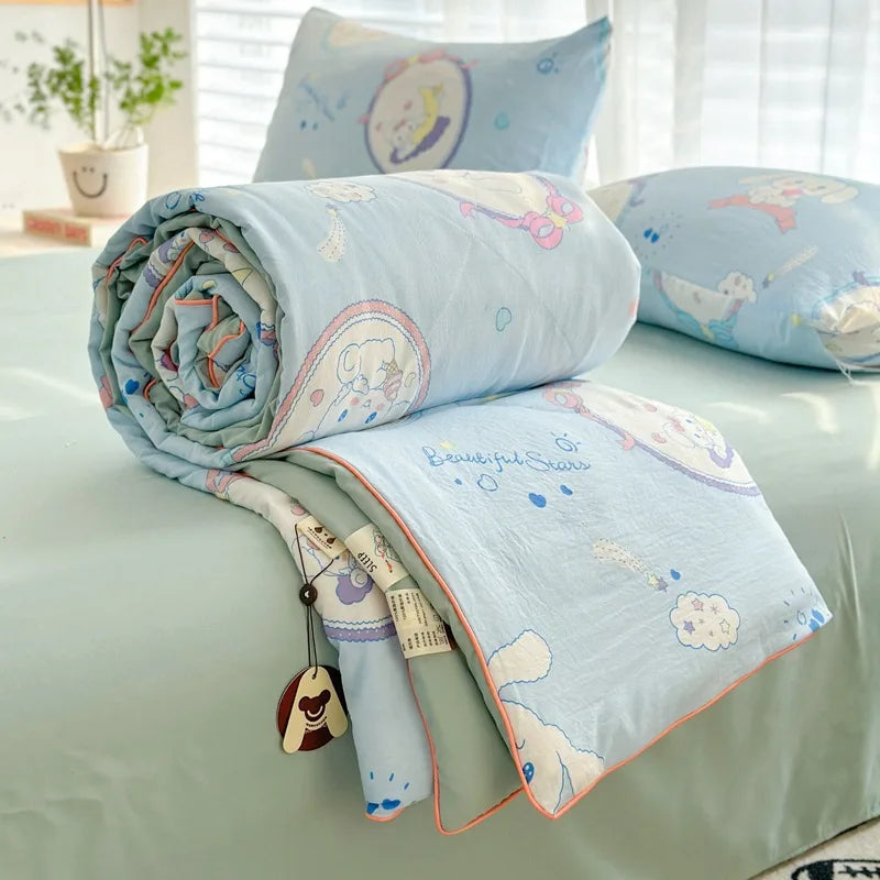 Afralia™ Cartoon Summer Blanket, Pure Cotton Soybean Fiber, Student Single Double Bed