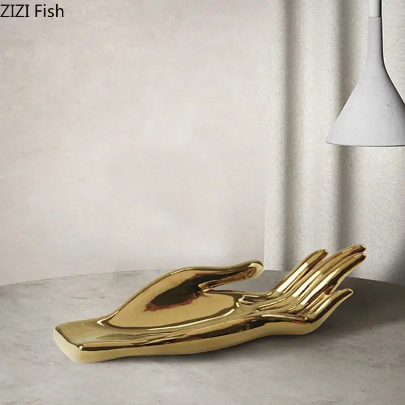 Afralia™ Hand Palm Ceramic Fruit Plate Tray Home Decor