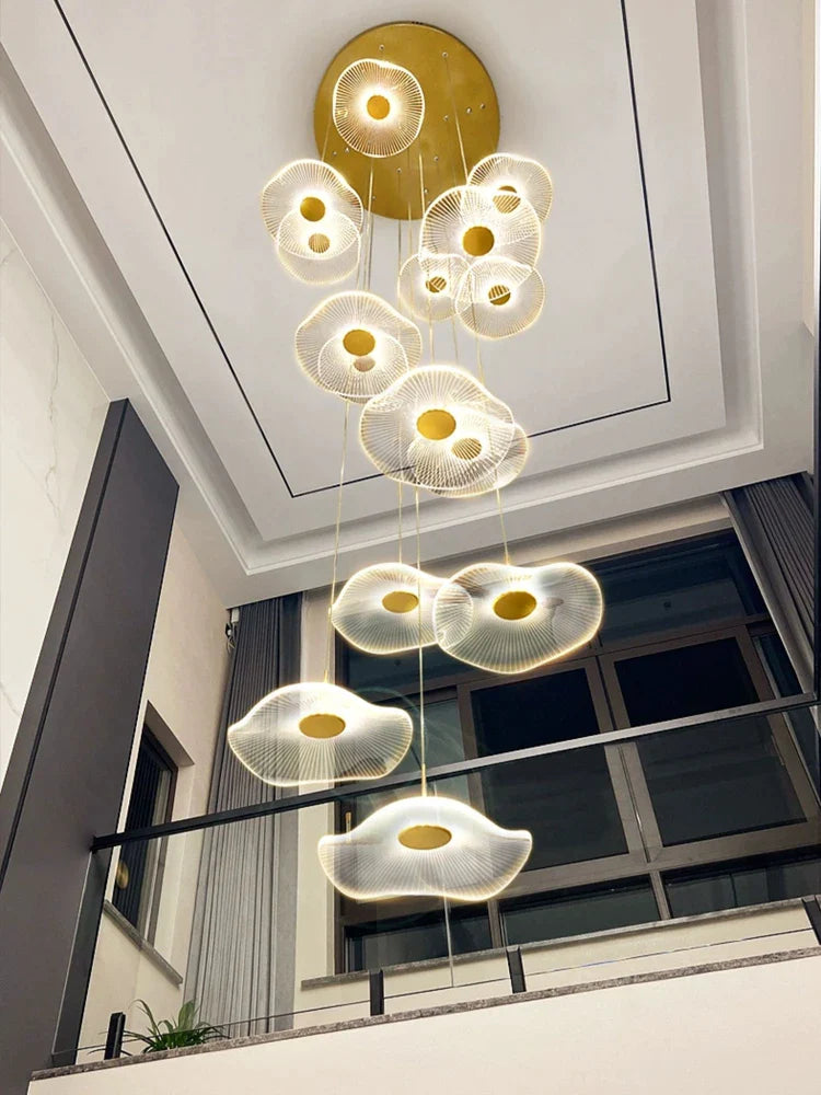 Afralia™ LED Circular Living Room Chandelier: Modern Loft & Staircase Ceiling Lamp