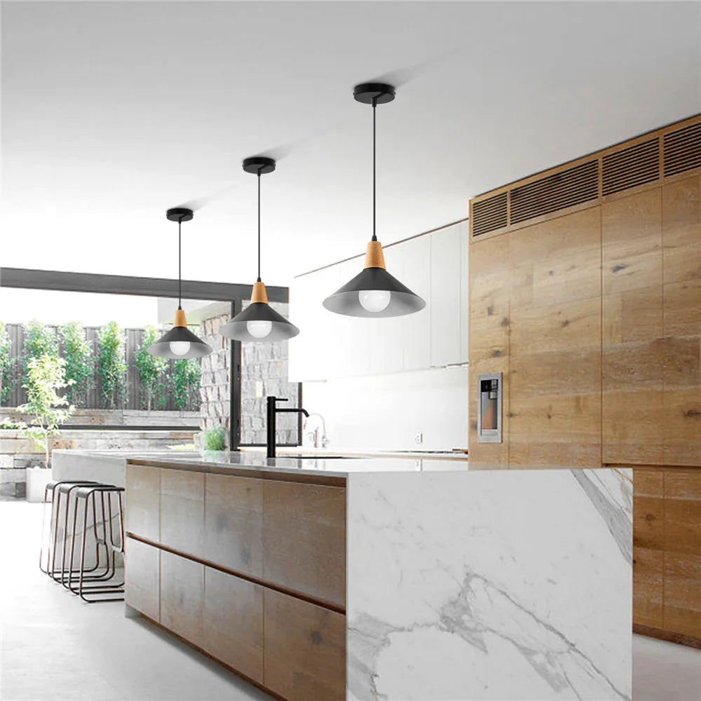 Afralia™ Iron Black Pendant Lights Vintage Nordic Modern Hanging Lamps for Living Room