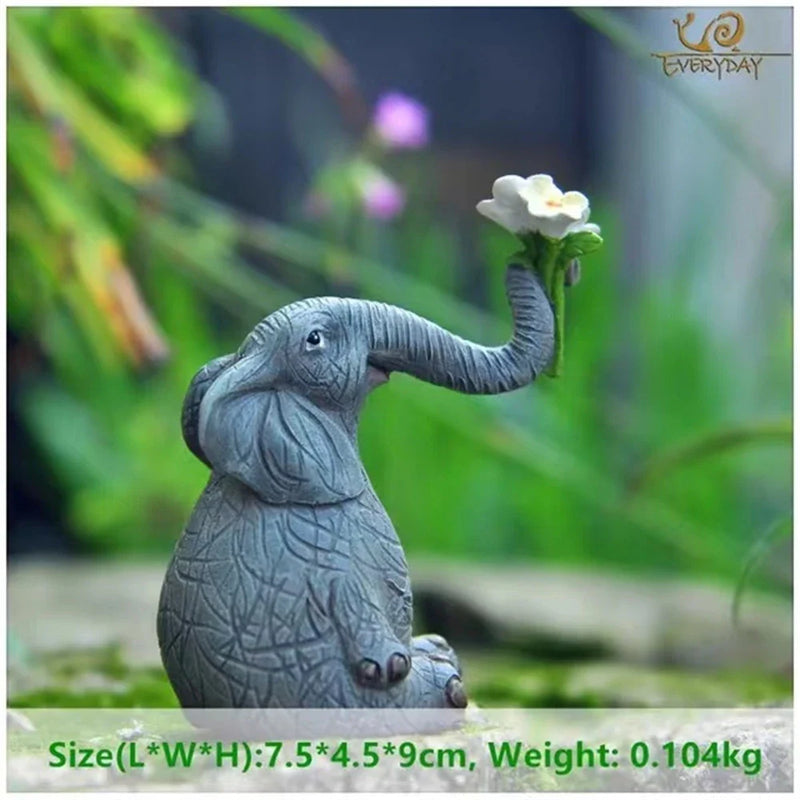 Afralia™ Elephant Bird Rabbit Figurines Resin Fairy Garden Ornaments Tabletop Decoration