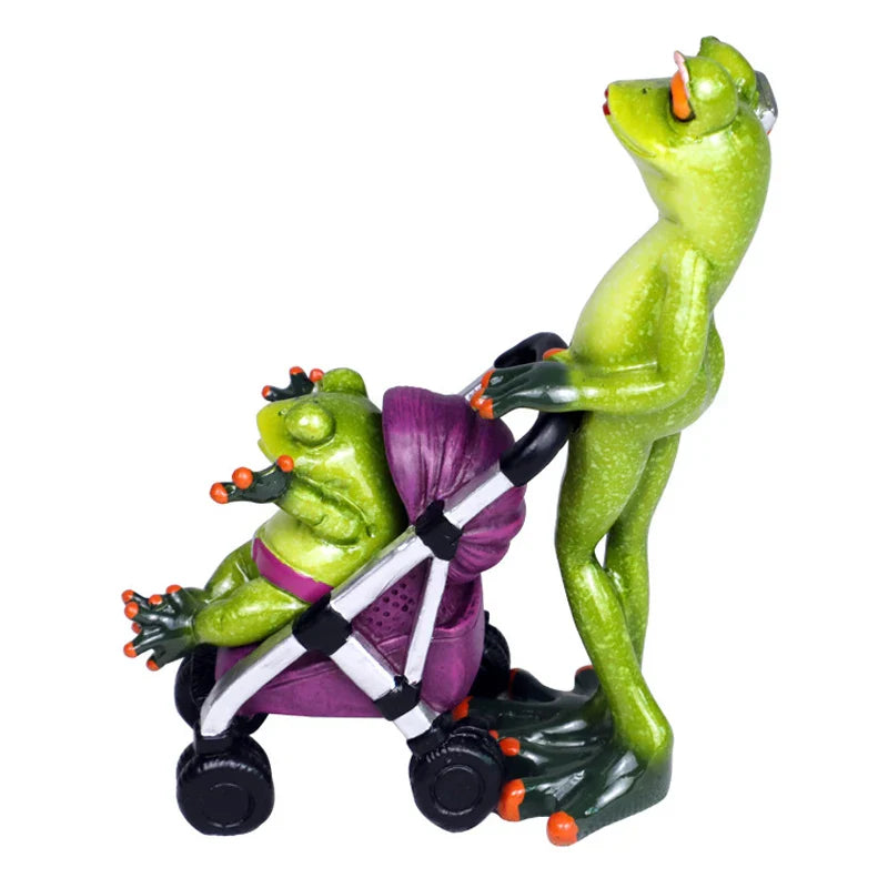 Afralia™ Frog Family Statue Set Home Decor Cute Animal Figurine Living Room Bedroom Desktop Accessory