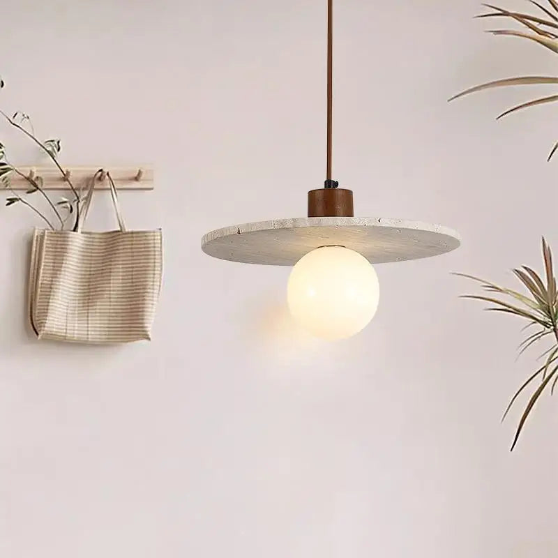 Afralia™ Yellow Travertine Glass LED Pendant Lights for Elegant Interior Decor