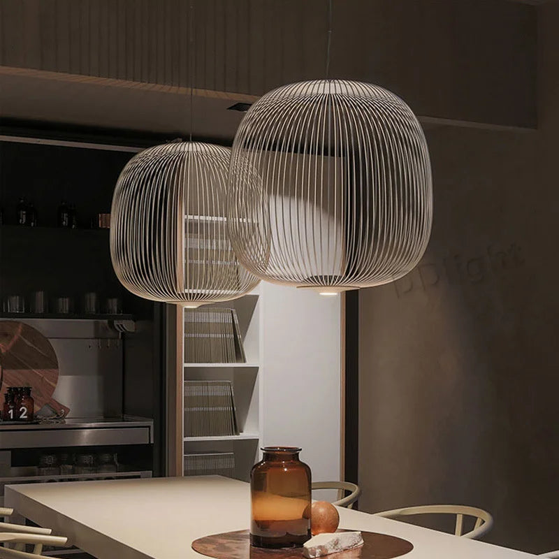 Afralia™ Spokes Pendant Lamp: Modern Birdcage Light for Dining Bar Kitchen Island