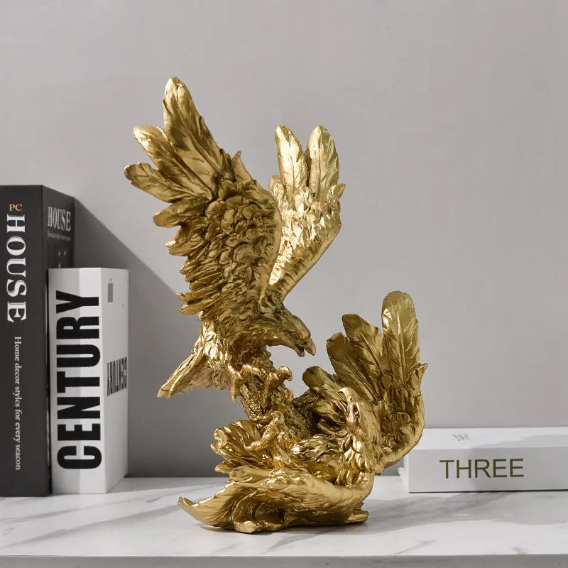 Afralia™ Gold Resin Eagle Sculpture for Office Living Room Hotel Decor