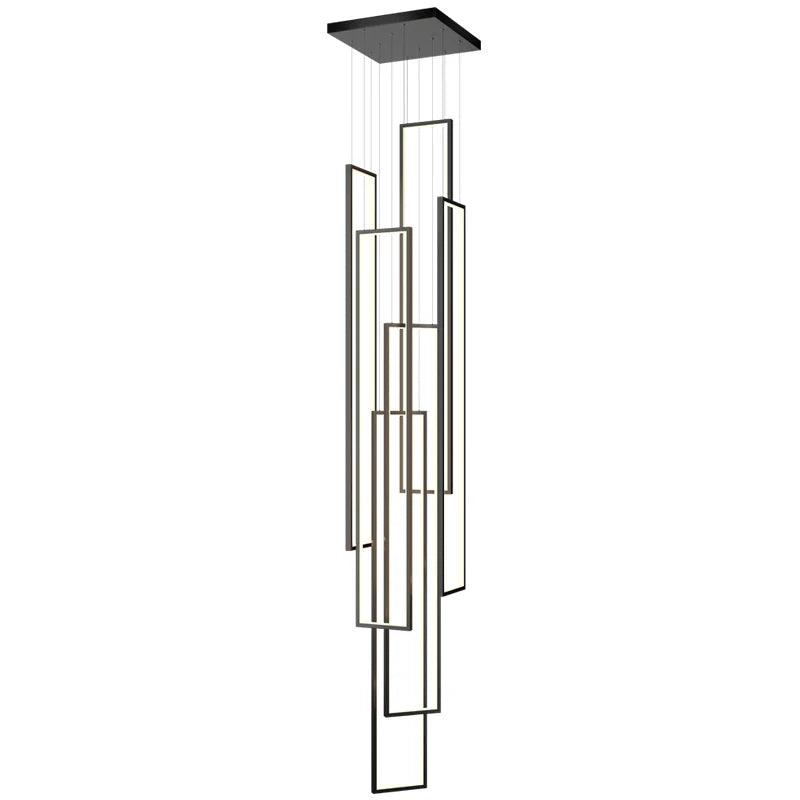 Afralia™ LED Rectangle Staircase Chandelier Pendant Lighting for Modern Living Room Decor