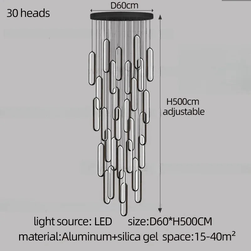 Afralia™ LED Staircase Branch Chandelier for Modern Living & Dining Rooms