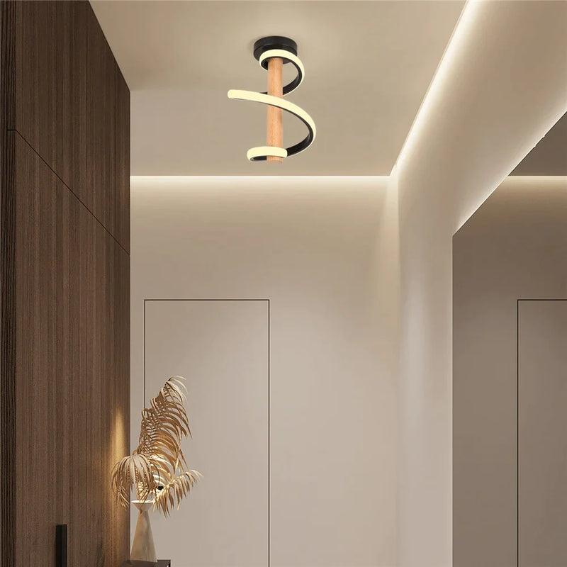 Afralia™ Modern Wood LED Ceiling Lamp for Kitchen Bedroom Living Room TV Background