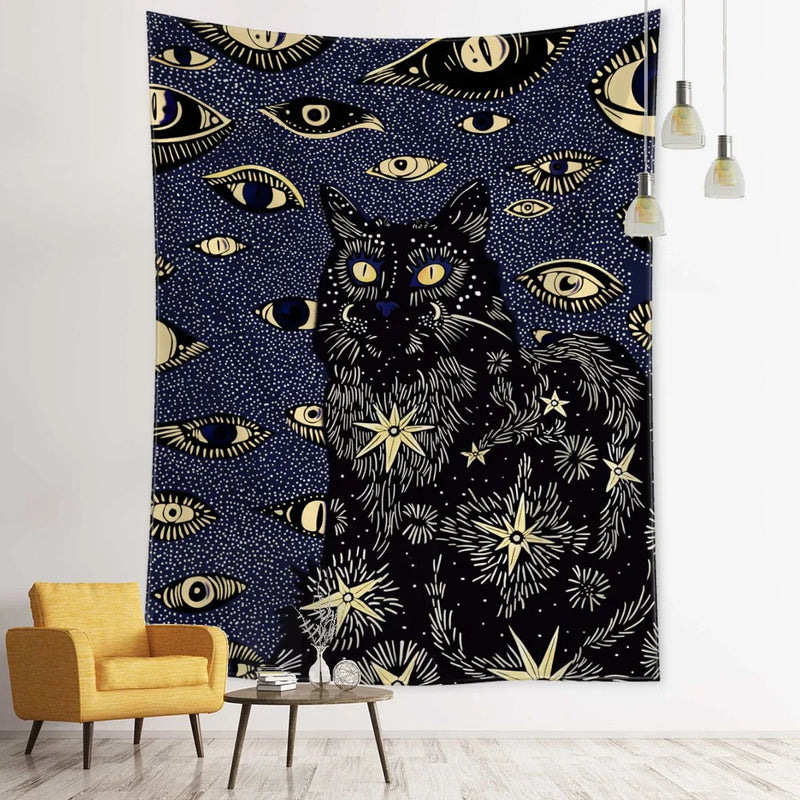 Afralia™ Cat Eyes Tapestry Wall Hanging Abstract Psychedelic Witchcraft Bohemian Home Decor