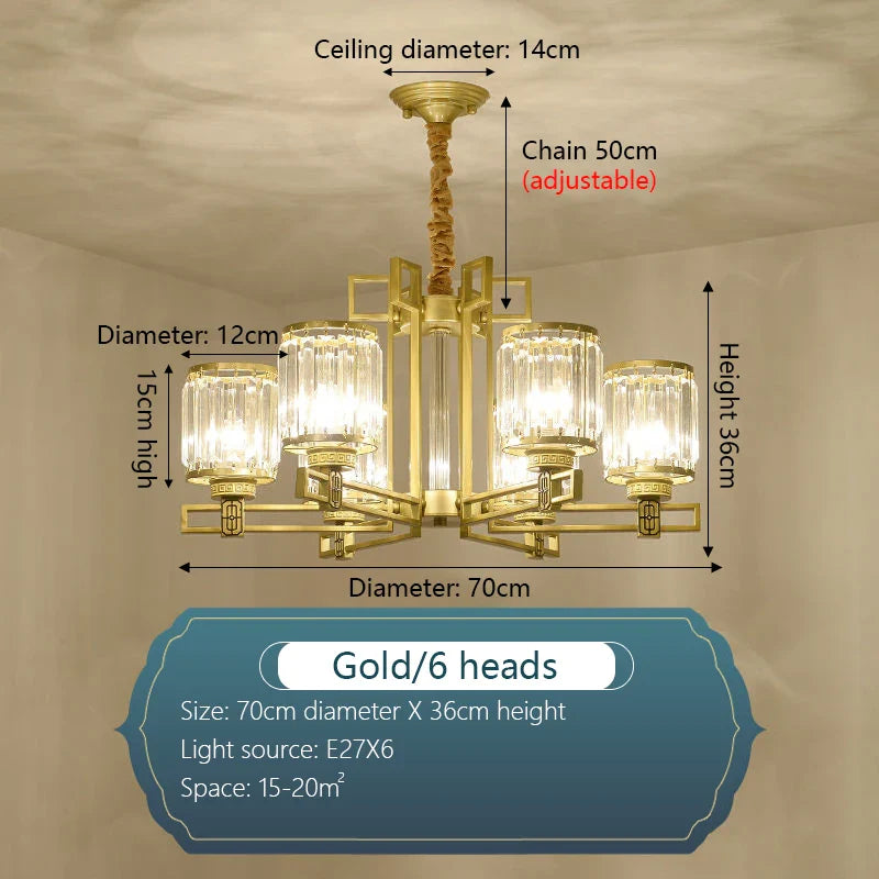 Afralia™ Crystal Chandelier: Elegant Chinese Style Lighting for Living Room, Bedroom, and Study
