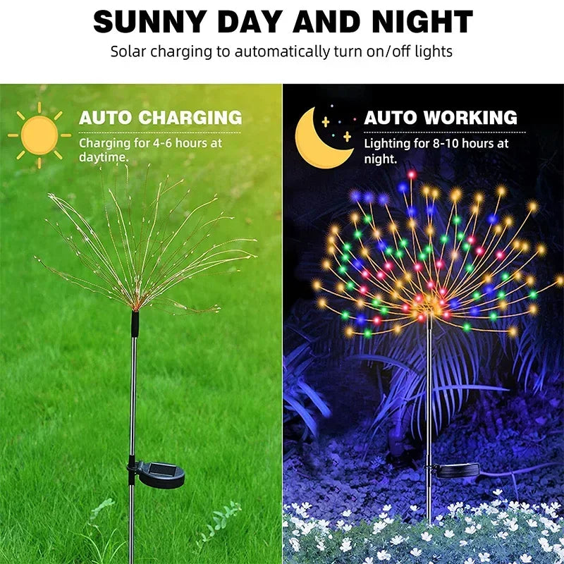 Afralia™ Solar Firework Fairy Lights for Garden, Patio, Party, Wedding