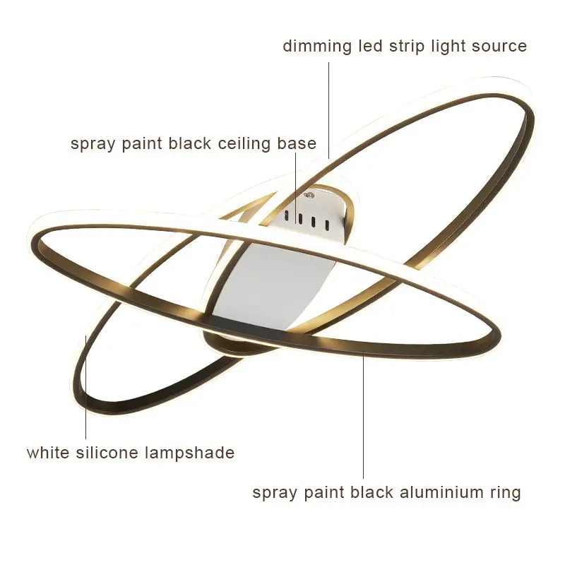 Afralia™ Black LED Chandelier Ceiling Light Remote Control Fixture for Living Room, Bedroom & Kitchen
