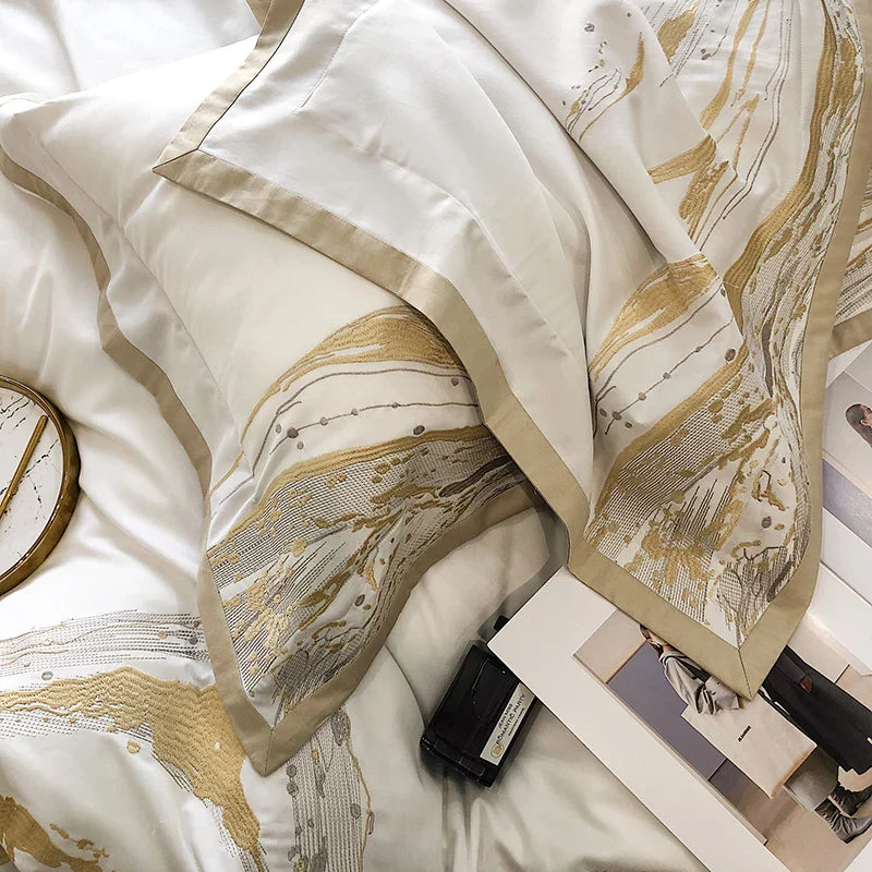 Afralia™ Egyptian Cotton Luxury Bedding Set Quilt Cover Pillow Shams Bedclothes