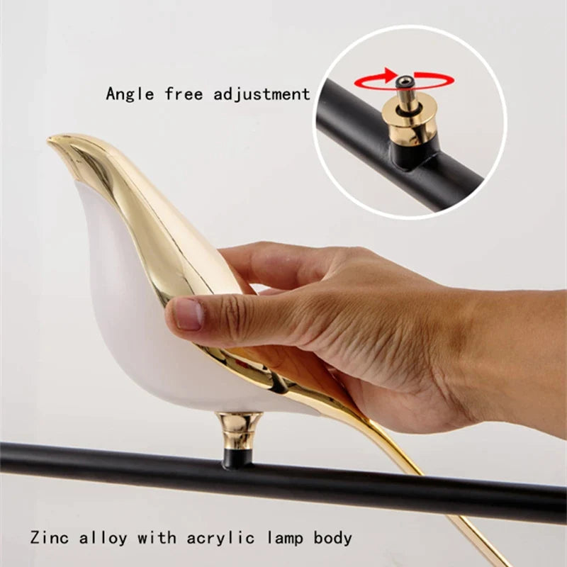 Afralia™ Magpie Bird Floor Lamp: Gold Acrylic Light for Bedroom, Living Room, Hallway