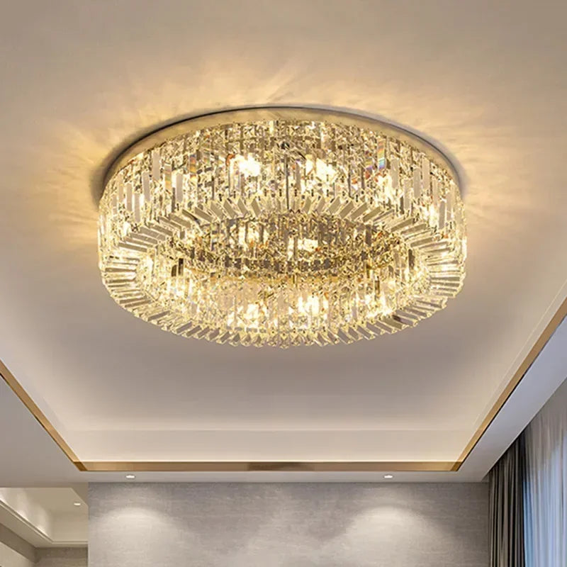 Afralia™ Crystal Ceiling Lamp: Modern Bedroom & Living Room LED Light Luxe Atmosphere
