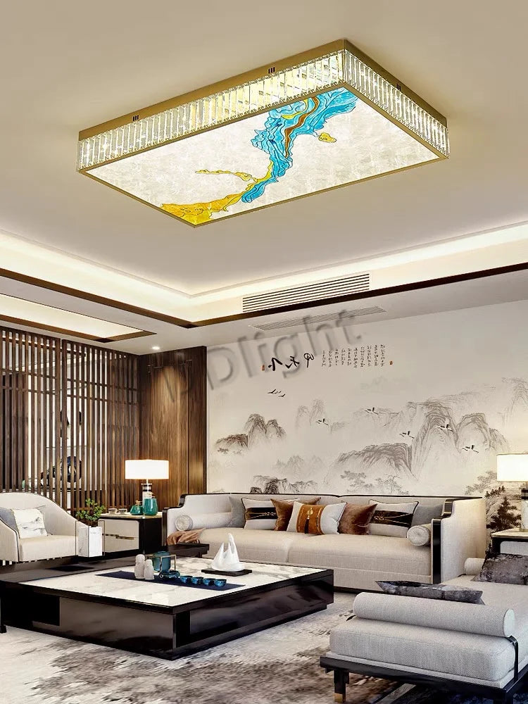 Afralia™ Luxury Enamel Color Crystal Glass Ceiling Chandelier LED Light for Modern Villa Decor