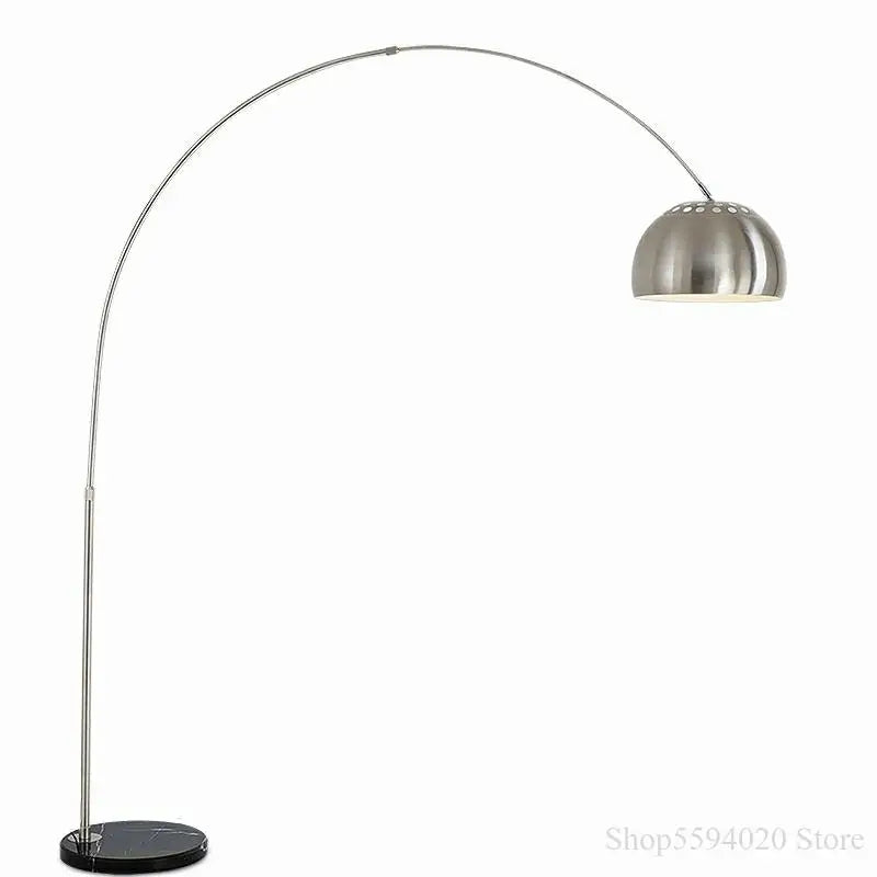 Afralia™ Nordic Marble Wooden Arc Floor Lamp Silver Study Lighting