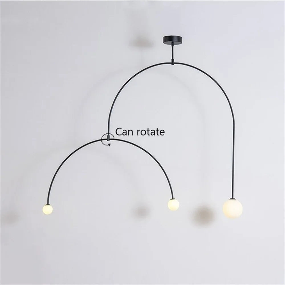 Afralia™ Iron Line Chandelier: Post-modern Hanging Lamp for Living Room & Bedroom