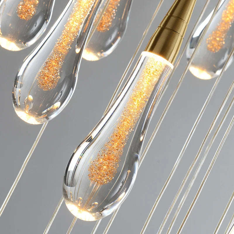 Afralia™ Crystal Raindrop Pendant Lights - Elegant LED Foyer Chandeliers for High Ceilings