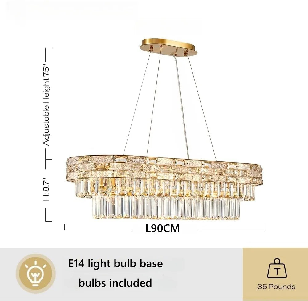 Afralia™ Gold Crystal Chandelier for Luxury Living Room & Kitchen Island