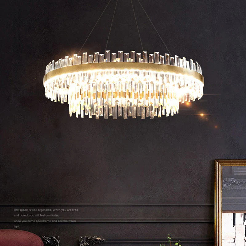 Afralia™ Ring Double-layer Crystal Chandelier for Living Room Dining Room Led Pendant