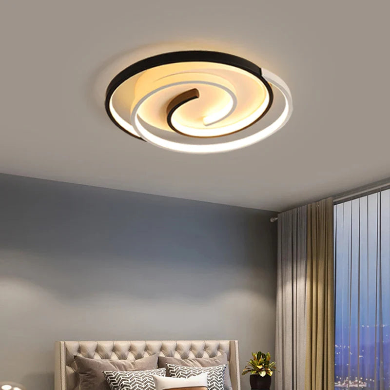 Afralia™ Modern LED Ceiling Lamp for Home Decor, Black White Chandeliers for Living Room Bedroom Kitchen Study
