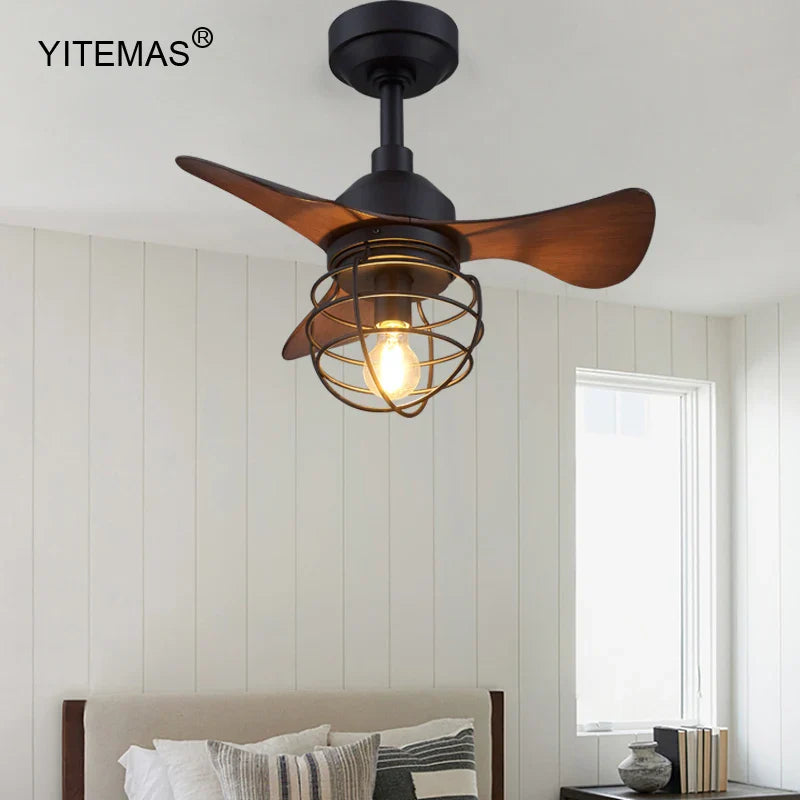 Afralia™ Retro Kids Room Ceiling Fan Chandelier with Remote Control for Hallway and Bedroom