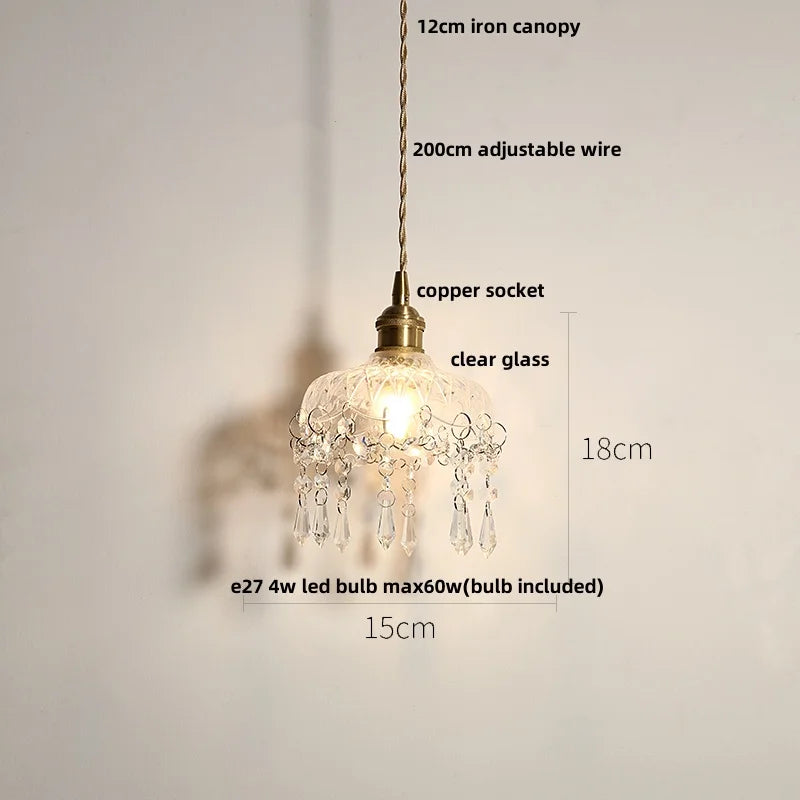 Afralia™ Crystal Glass LED Pendant Lamp: Modern Luxury Interior Lighting for Home Decor