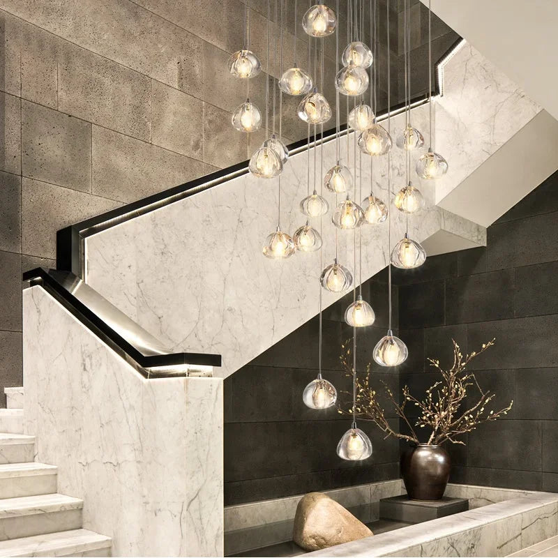 Afralia™ Crystal Ball Chandelier: Modern LED Stair Chandelier for Living Room, Kitchen, and Loft