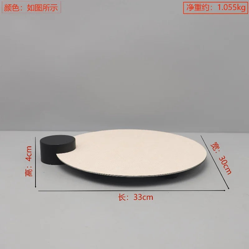 Afralia™ Modern Oval Stainless Steel Leather Tray for Home Decor
