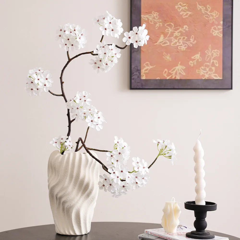 Afralia™ Irregular Wavy Patterns Ceramic Vase White Pot Home Decoration