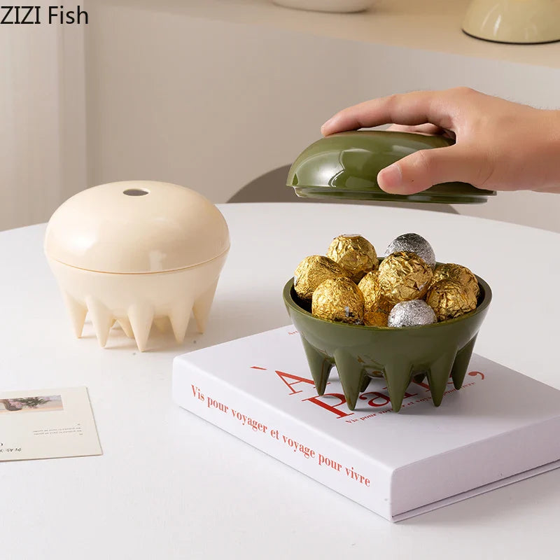 Ceramic Jellyfish Fruit Bowl by Afralia™: Decorative Storage Jar with Lid