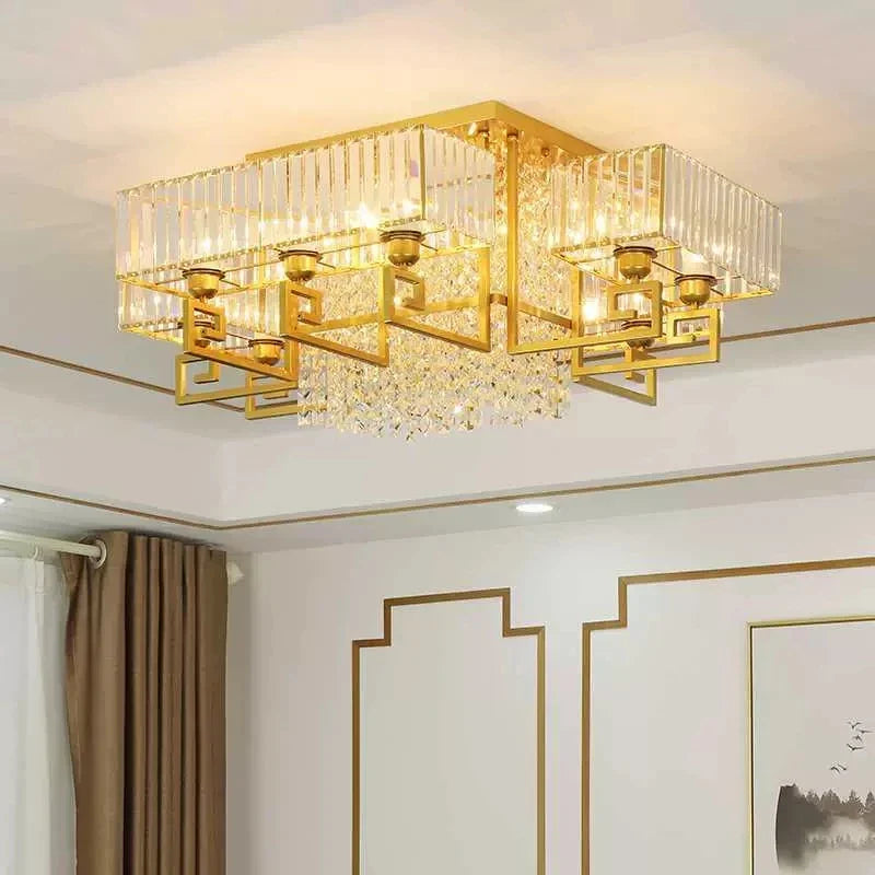 Afralia™ Crystal Rectangular Ceiling Light for Living Room, Bedroom, and Dining Room