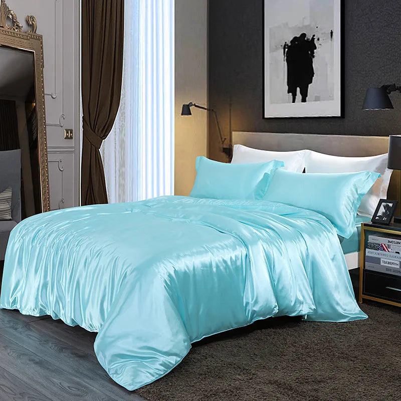 Afralia™ Silk Summer Bedding Set: Double-Sided Cooling Comforter & Soft Satin Sheet - Single/Double