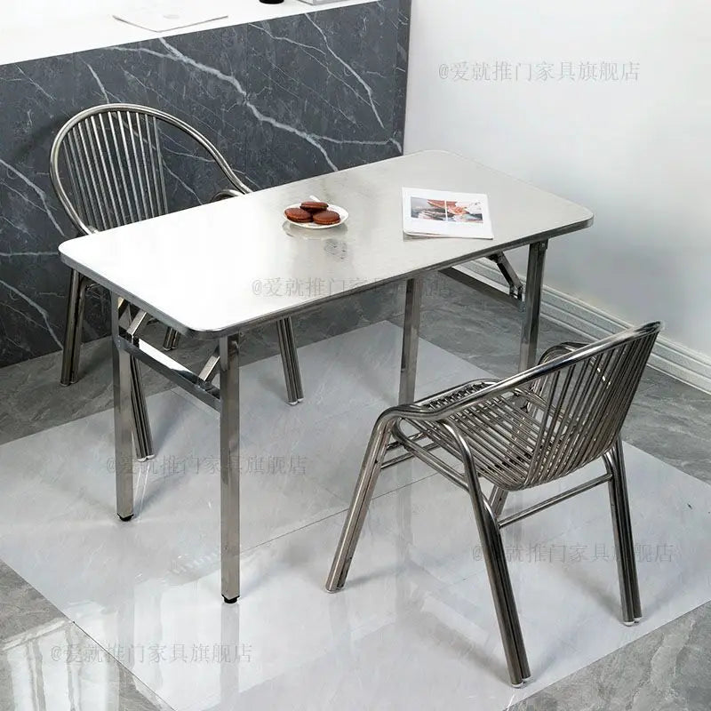 Afralia™ Stainless Steel Hollow Backrest Chair for Outdoor, Balcony, Dining - Single