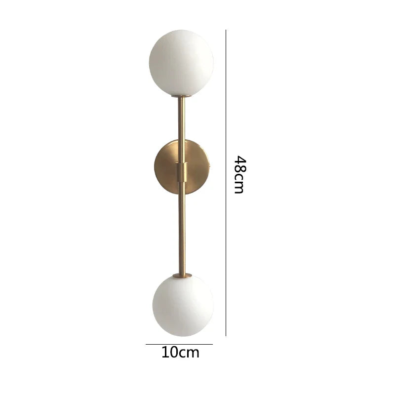 Afralia™ Modern Golden Round Ball Glass Wall Lights - Double G4 Bulbs Wall Sconce