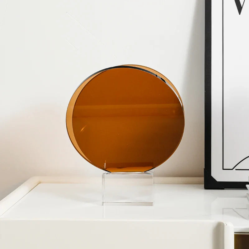Afralia™ Acrylic Crystal Bookshelf Magazine Rack Geometric Circular Ornaments Amber Figurines