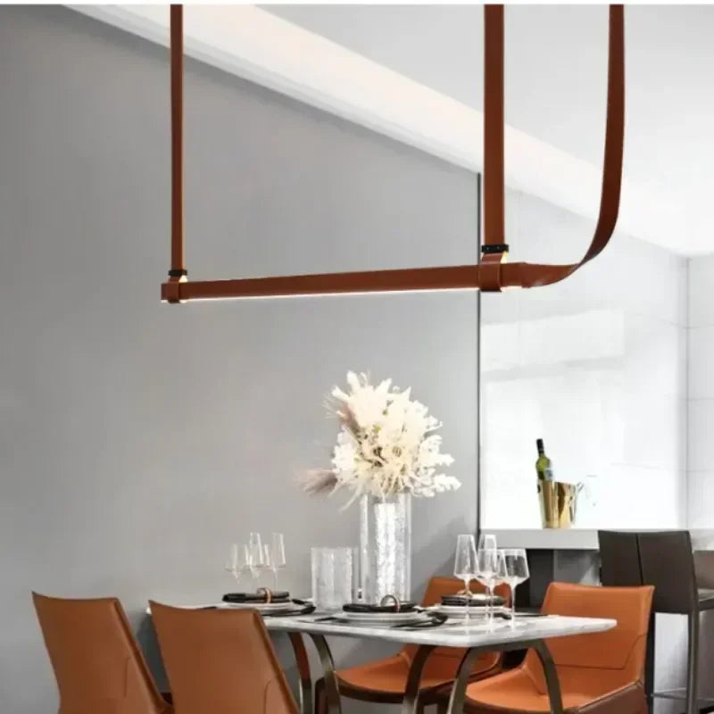 Afralia™ Nordic Leather Chandelier for Dining Table Kitchen Island Office Pendant Lighting