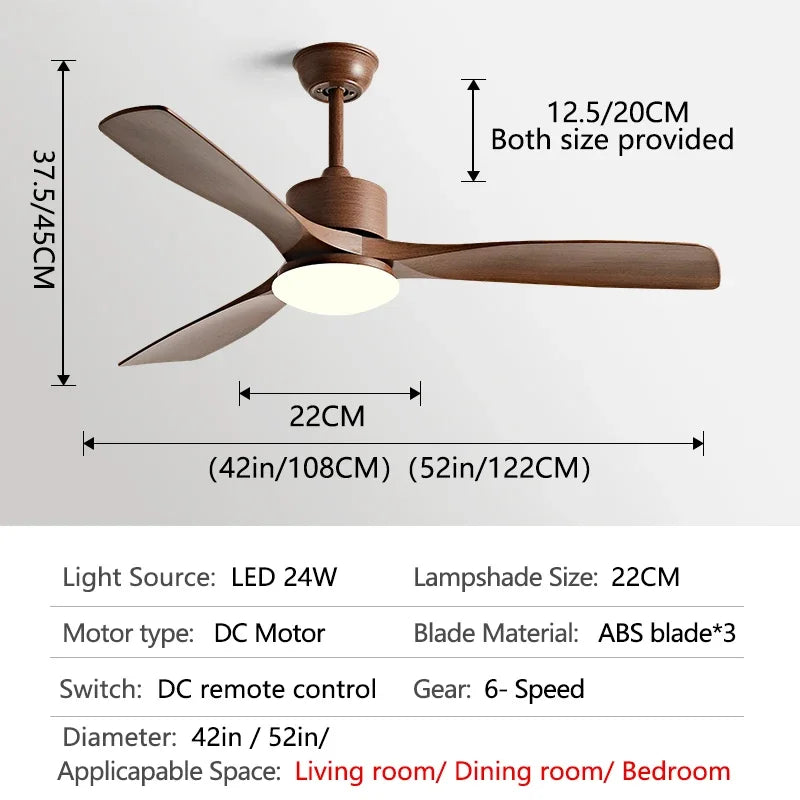 Afralia™ 52" DC Motor Ceiling Fan with LED Light & Remote Control