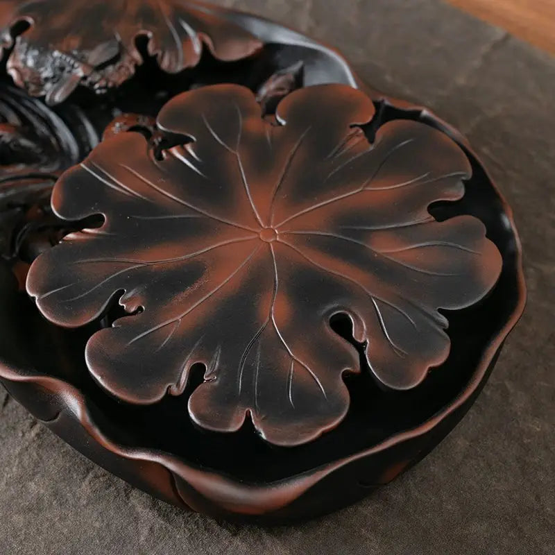 Afralia™ Purple Pottery Kung Fu Tea Tray - Chinese Retro Style Tea Brewing Table