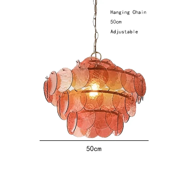 Afralia™ Modern Glass Piece Chandelier for Living Room, Green Amber Clear Lighting Fixtures