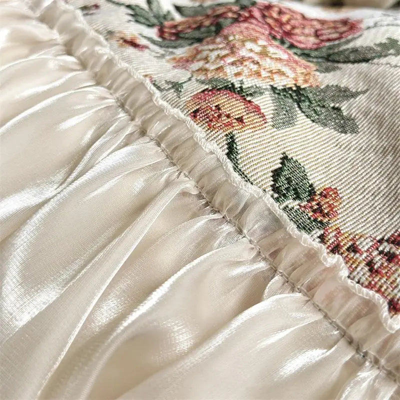 Afralia™ Chic Flowers Jacquard Cotton Bedding Set with Ruffles
