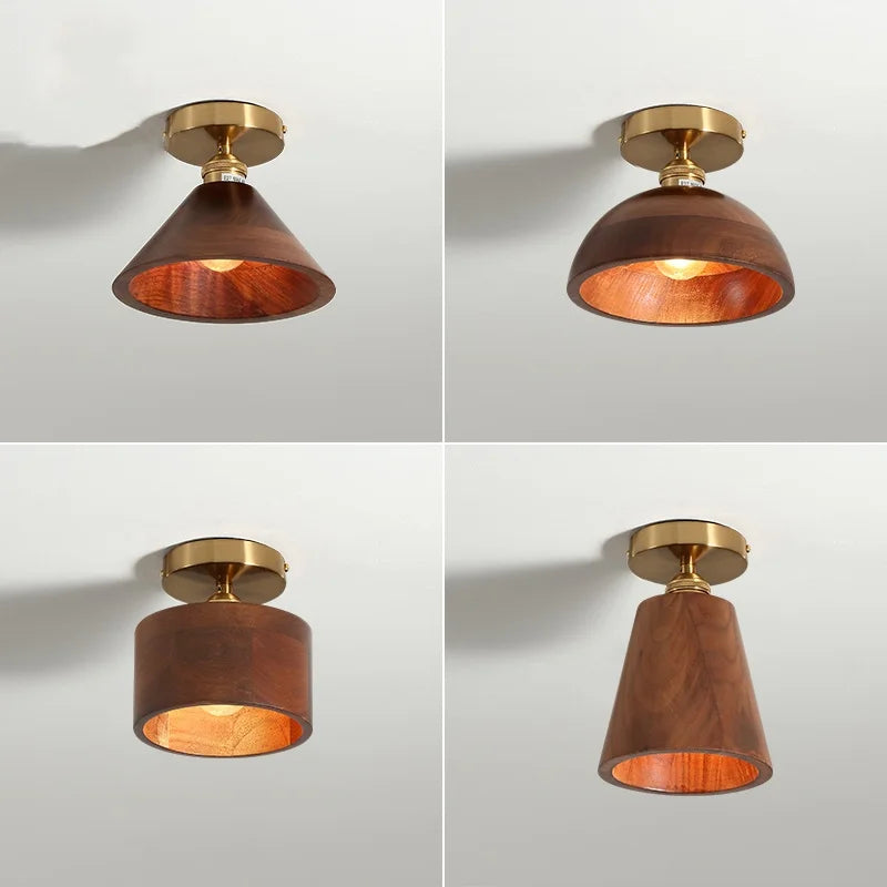 Afralia™ Walnut Copper LED Ceiling Lamp Modern Home Lighting Fixture