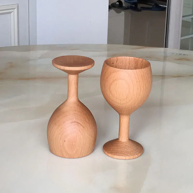 Afralia™ Natural Red Spruce/Jujube Wood Goblet Cup - Classical Wooden Wine Glass