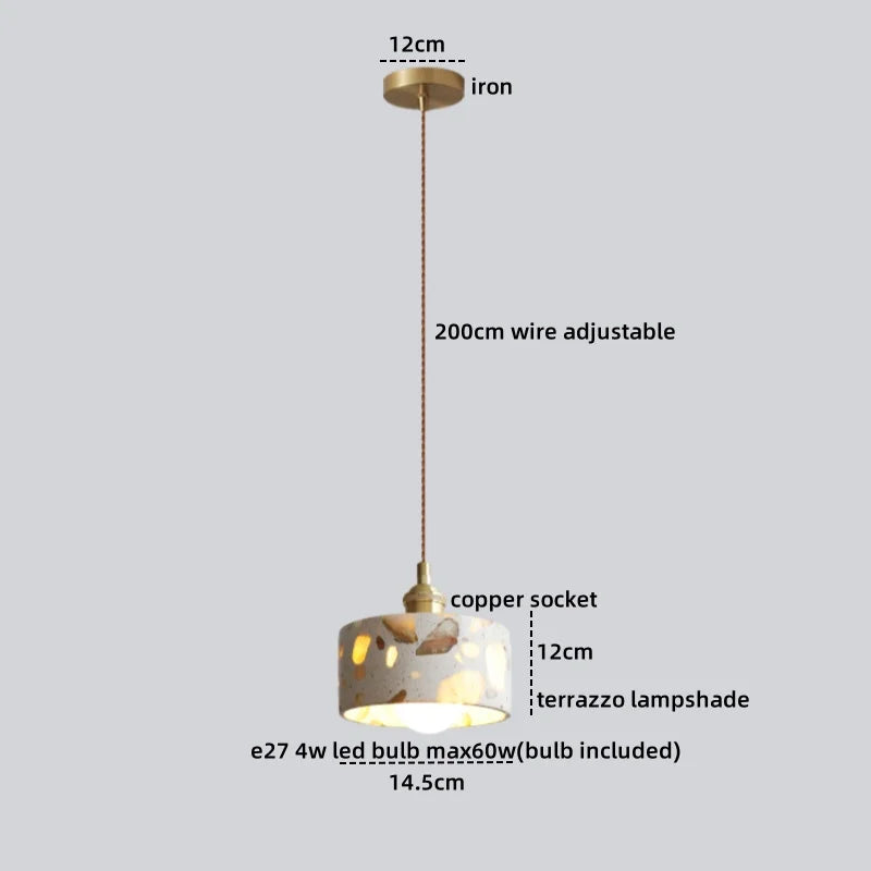 Afralia™ Terrazzo Wood LED Pendant Light for Stylish Home Decor