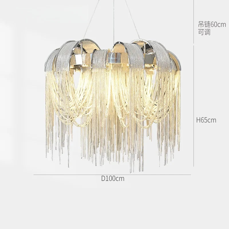 Afralia™ Round Tassel Chandelier: Nordic Light Luxury for Living & Dining Rooms