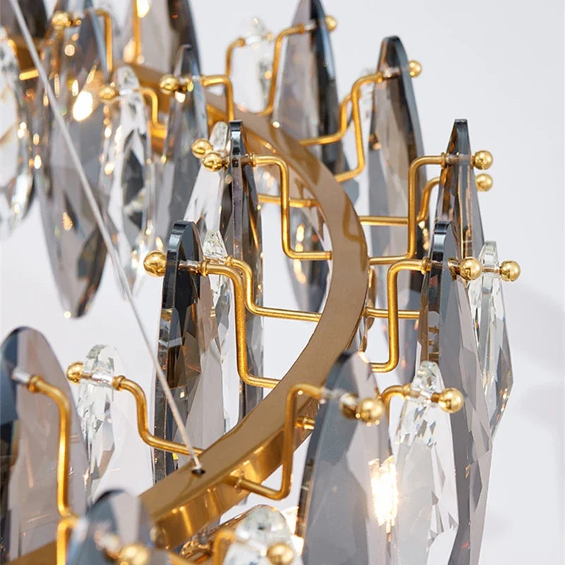 Afralia™ Wave Crystal Chandelier: Elegant E14 Pendant Lighting for Dining, Kitchen, Bedroom