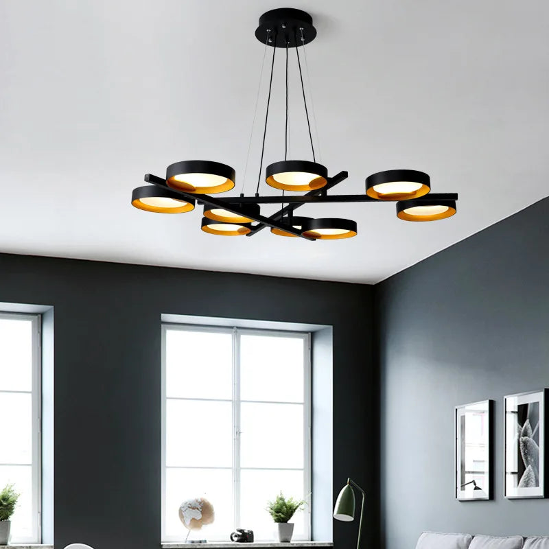 Afralia™ Metal Acrylic Modern Pendant Chandelier LED Light for Living Room Wall Decor